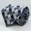 Grey Geometric Cube Silk Broad Tie