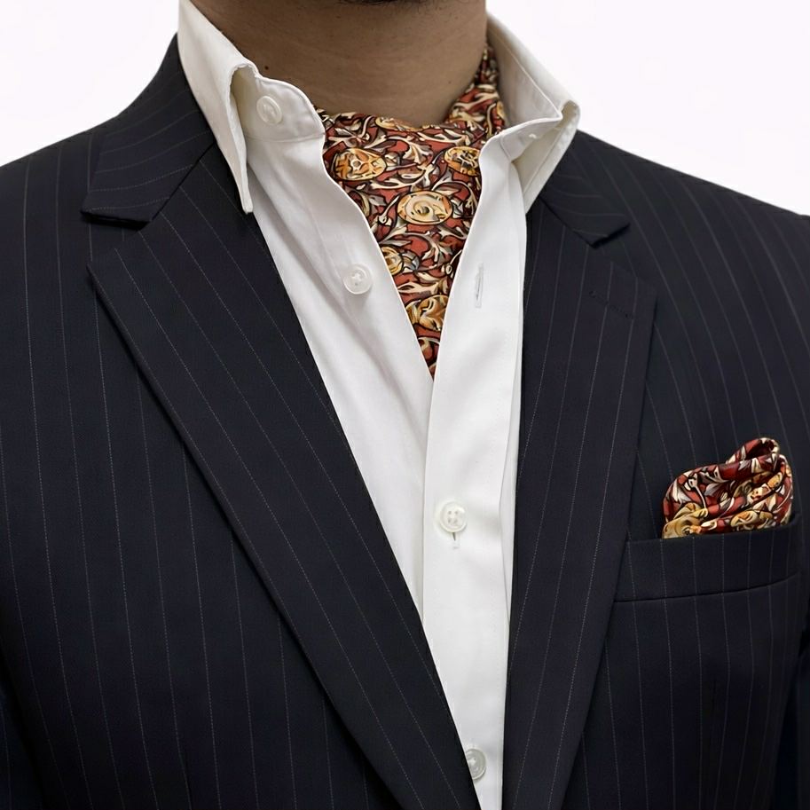 Burgundy Ornate Floral Cravat and Pocket Square set