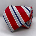 Crimson Navy White Executive Stripe Silk Tie
