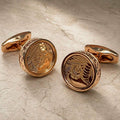 Engraved Gold Medallion Cufflinks
