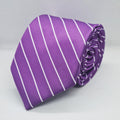 100% Polyester Purple White Striped Tie