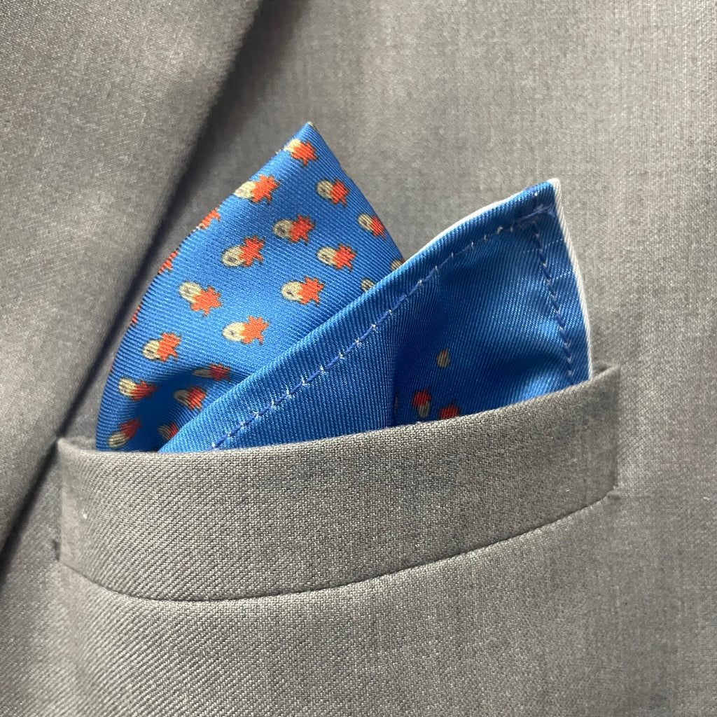 14 by 14 inches Sapphire Motif Classic Pocket Square (Blue)