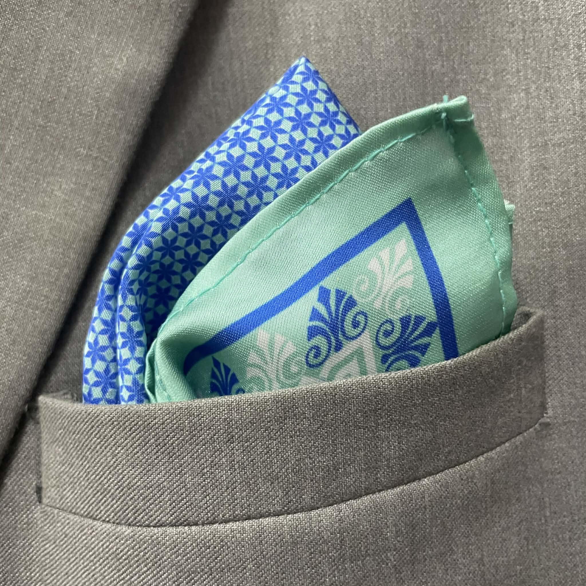 14 by 14 inches Royal Blue Floral Pocket Square