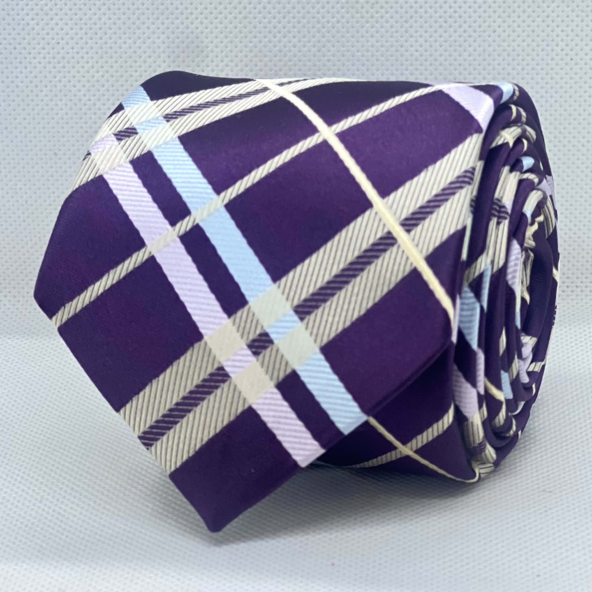 Regal Amethyst Windowpane Polyester Tie