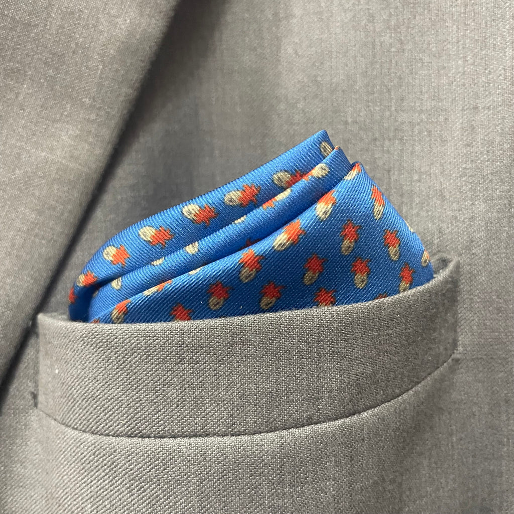 14 by 14 inches Sapphire Motif Classic Pocket Square (Blue)