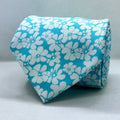 Sky Blue Base with White Floral Polyester Tie