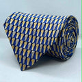 Blue Gold Contemporary Pattern Silk Broad Tie
