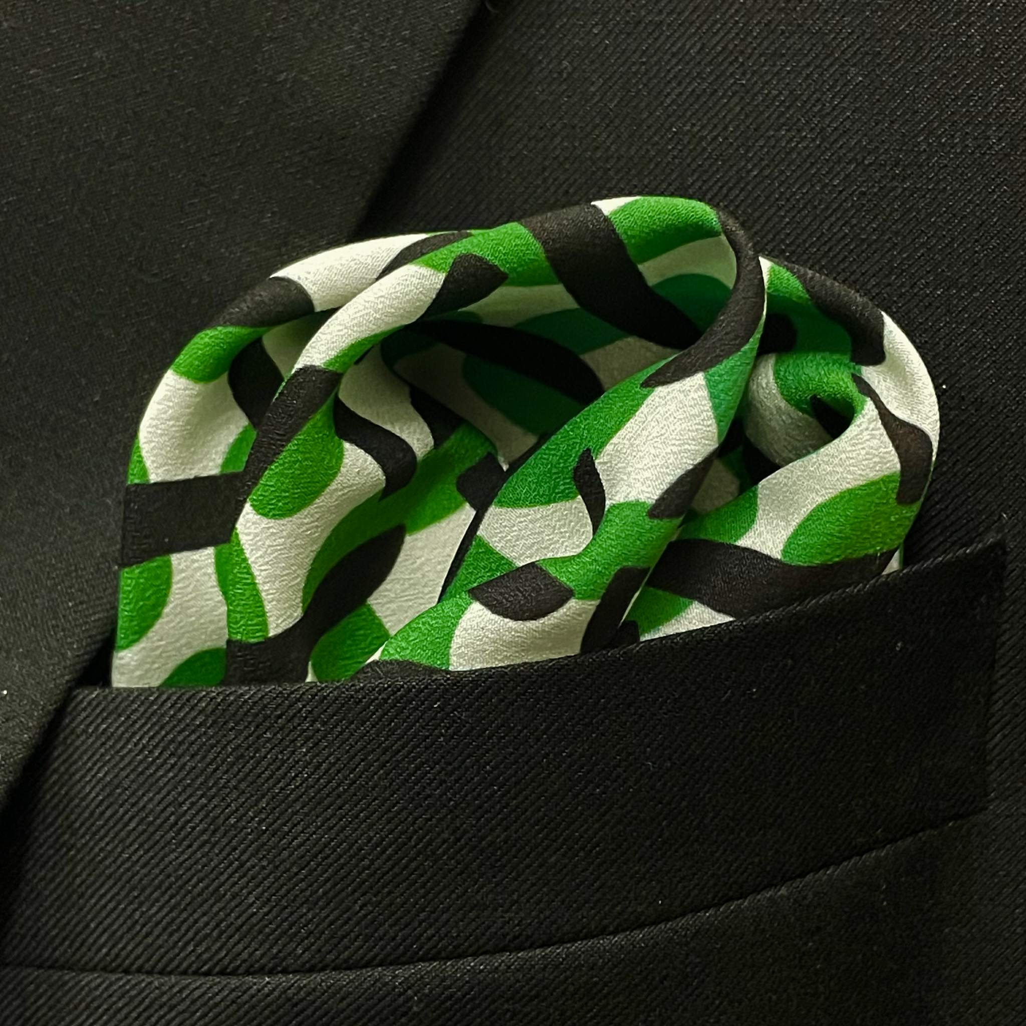 13 by 13 inches Emerald Green Abstract Pattern Pocket Square