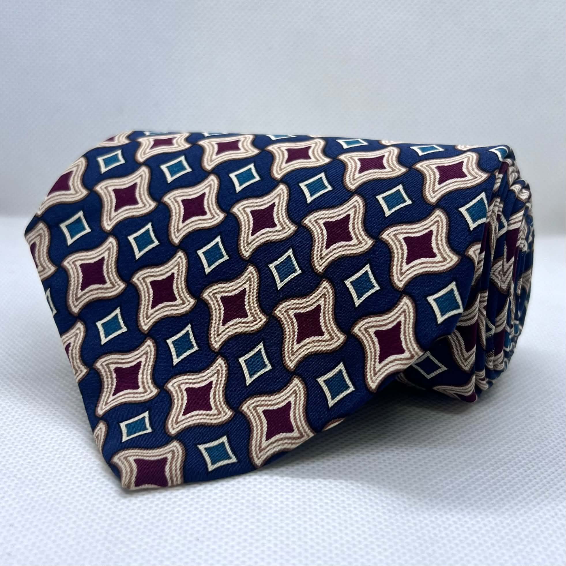 Blue Base Geometric Broad Silk Tie