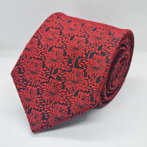 100% Polyester Black Red Paisley Tie