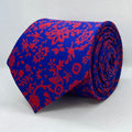 Sapphire Blue Botanical Print Polyester Tie