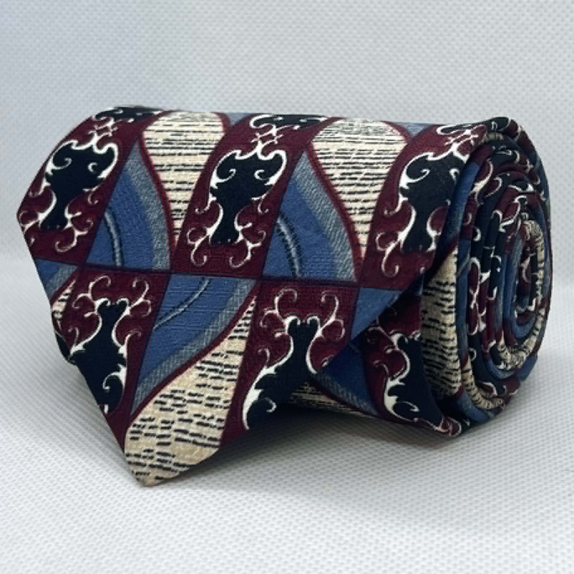 Royal Blue Vintage Crest Silk Broad Necktie