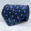Midnight Blue & Silver Geometric Silk Broad Tie