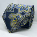Navy & Yellow Paisley Broad Microfiber Tie