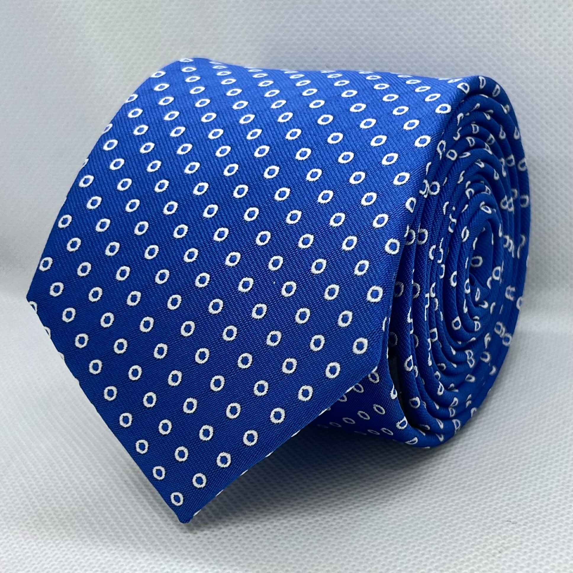 Royal Blue Oval Dot Pattern Microfiber Tie