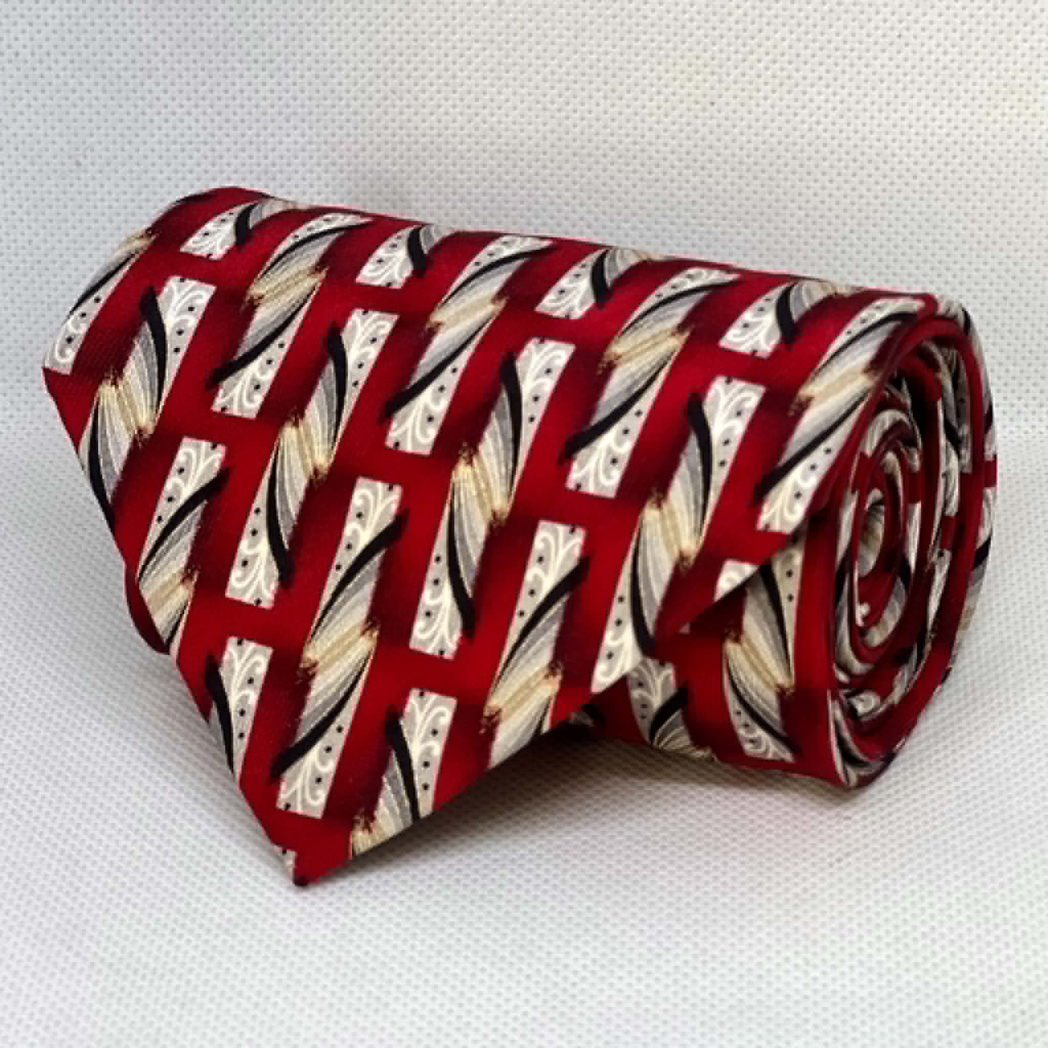 Scarlet Ivory Lattice Silk Broad Tie
