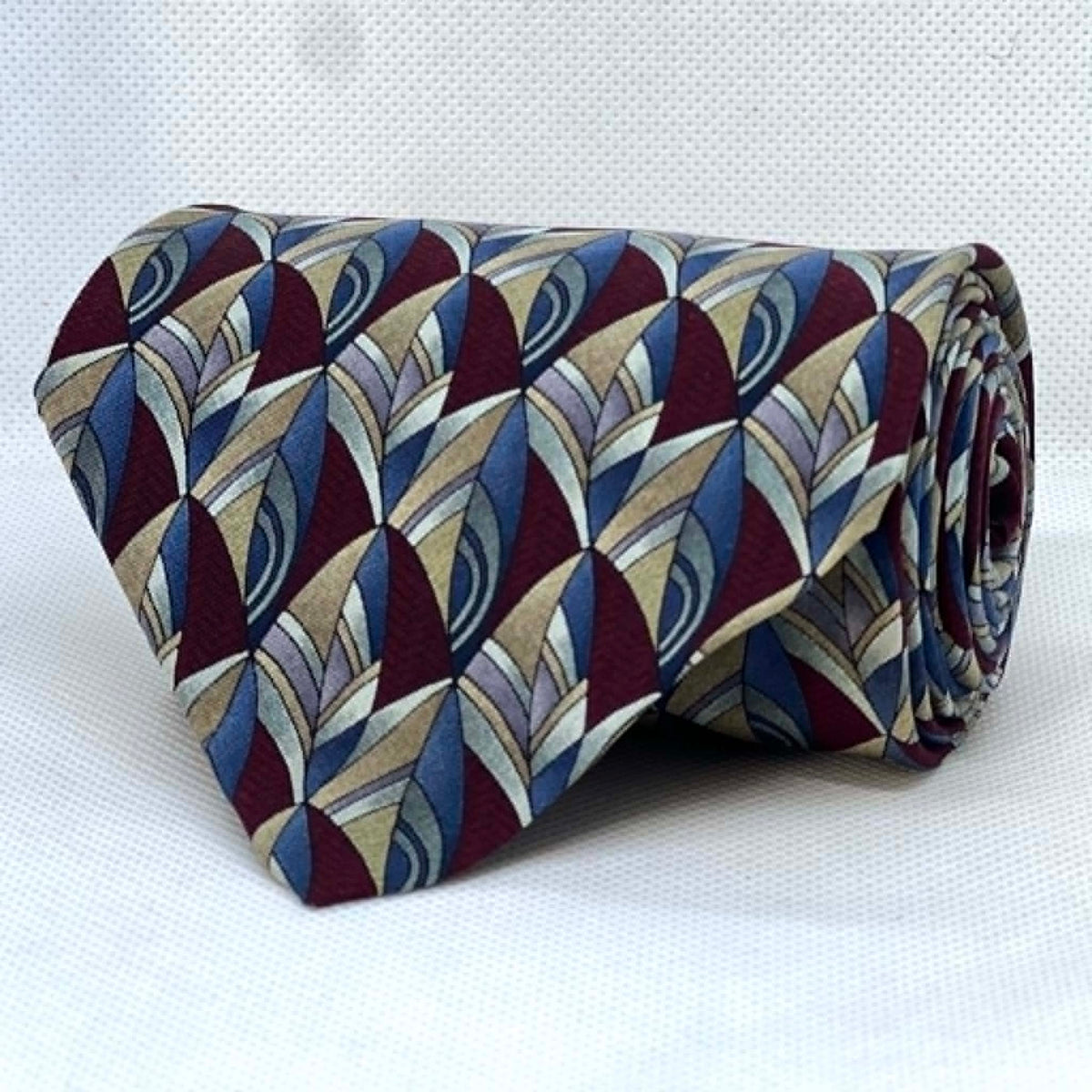 Burgundy Sapphire Art Deco Fan Pattern Broad Silk Tie – Vogue Bazar
