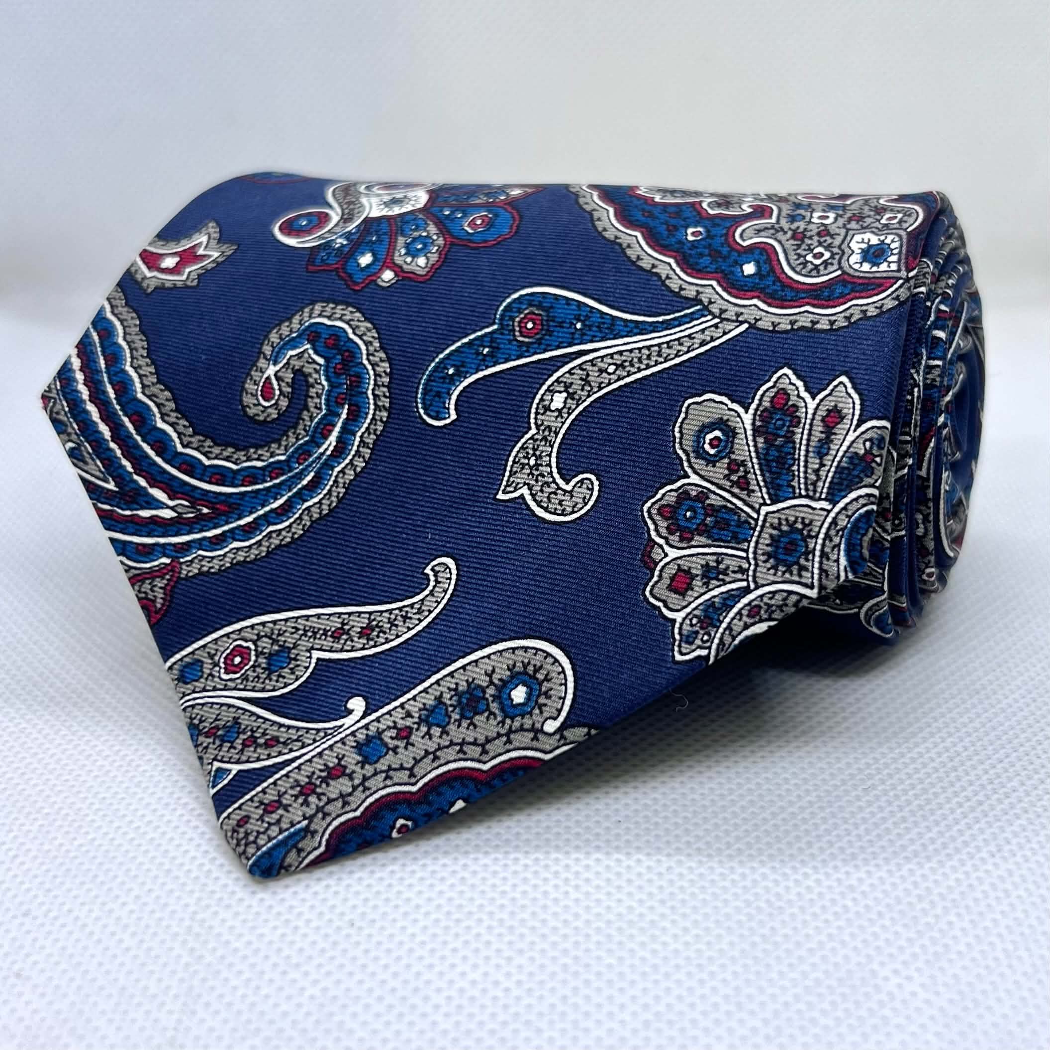 Midnight Blue Paisley Silk Broad Heritage