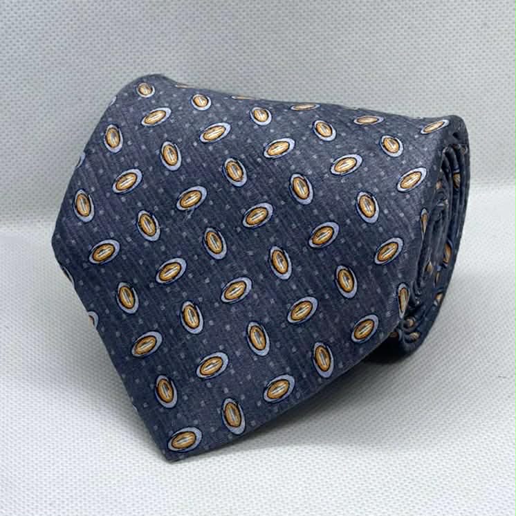 Slate Blue Oval Motif Men’s Tie