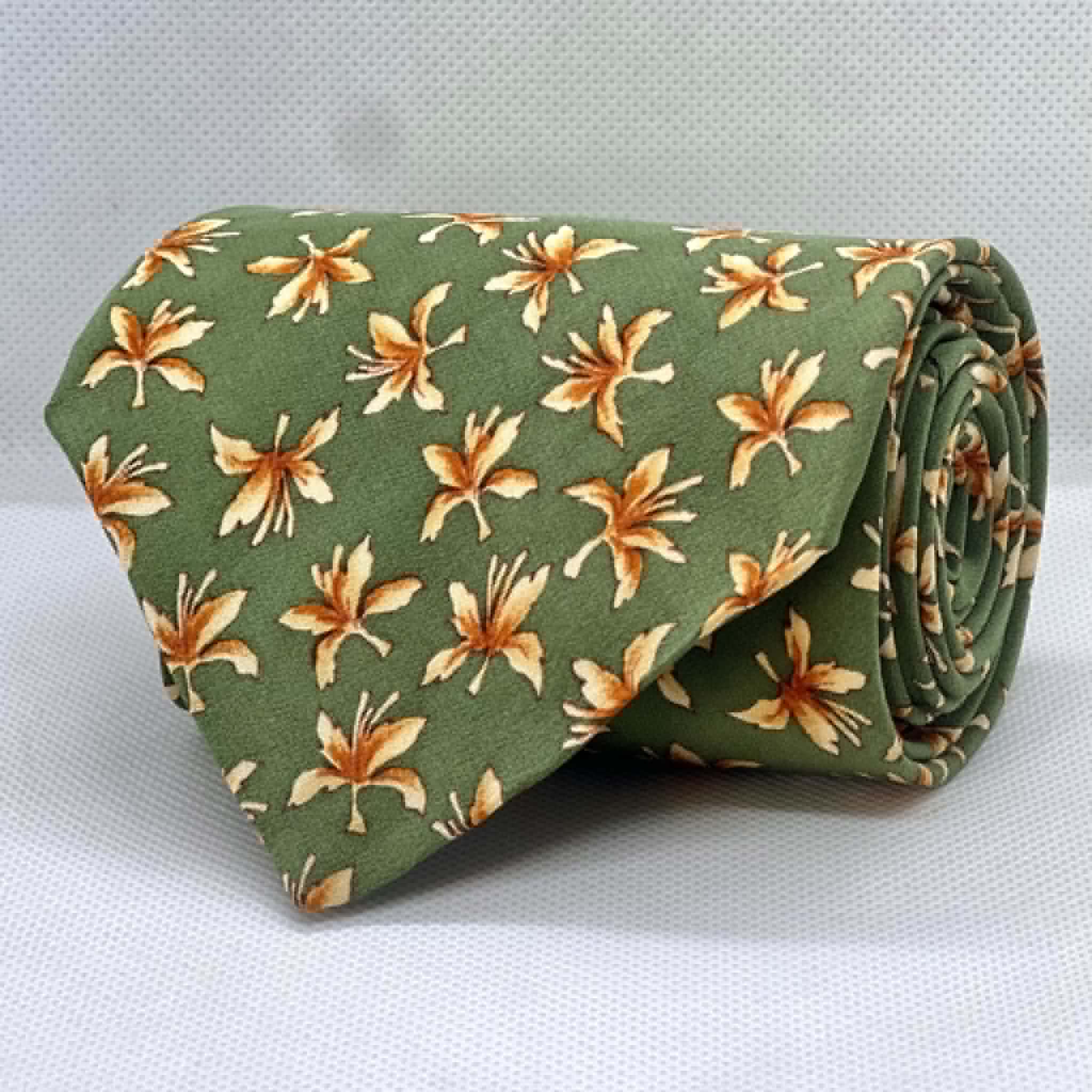 Sage Lily Blossom Silk Broad Tie