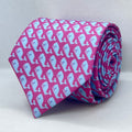 Pink Whale Motif with Light Blue Accents Polyester Tie