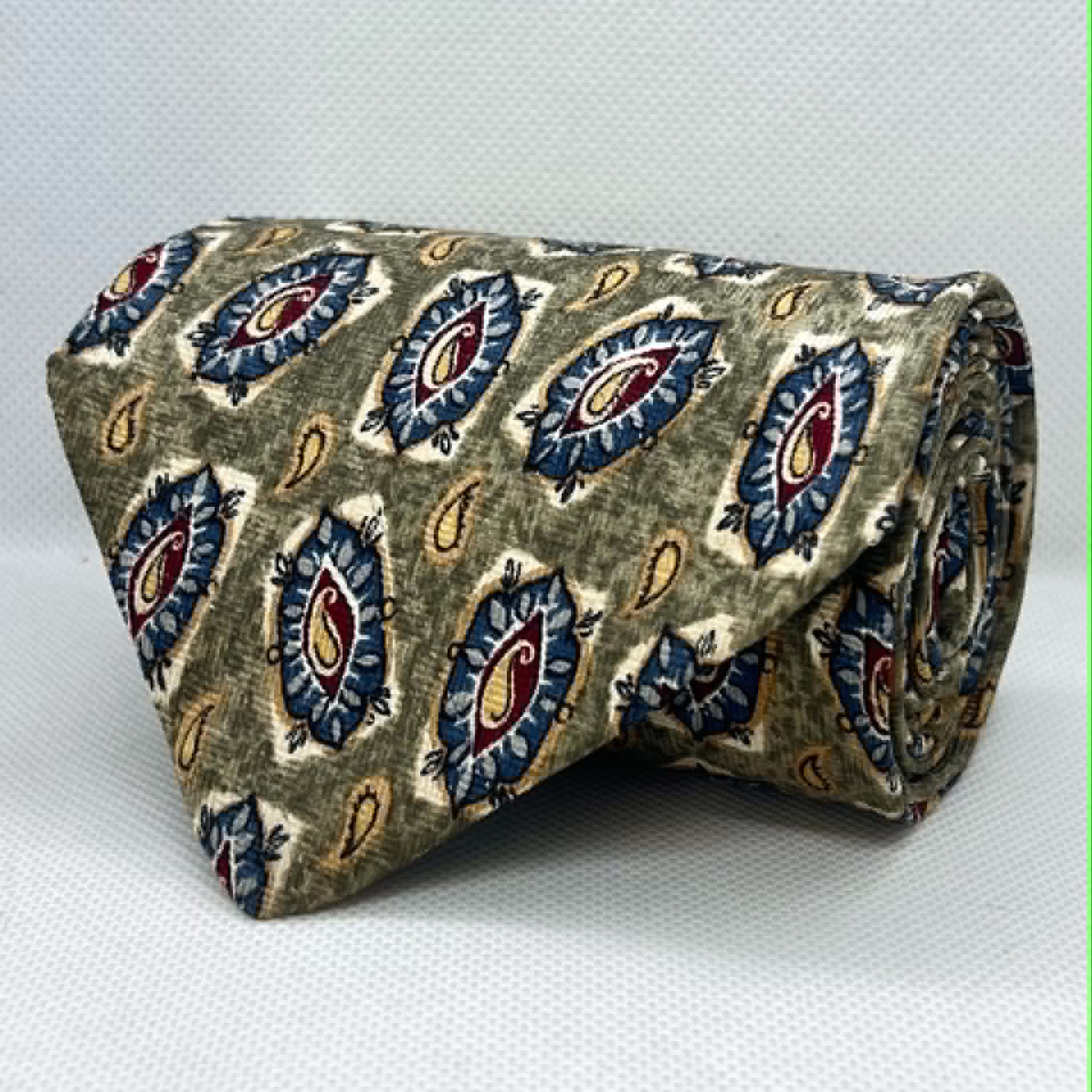 Olive Paisley Medallion Broad Silk Tie