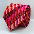Crimson Pink Wave Stripe Silk Tie