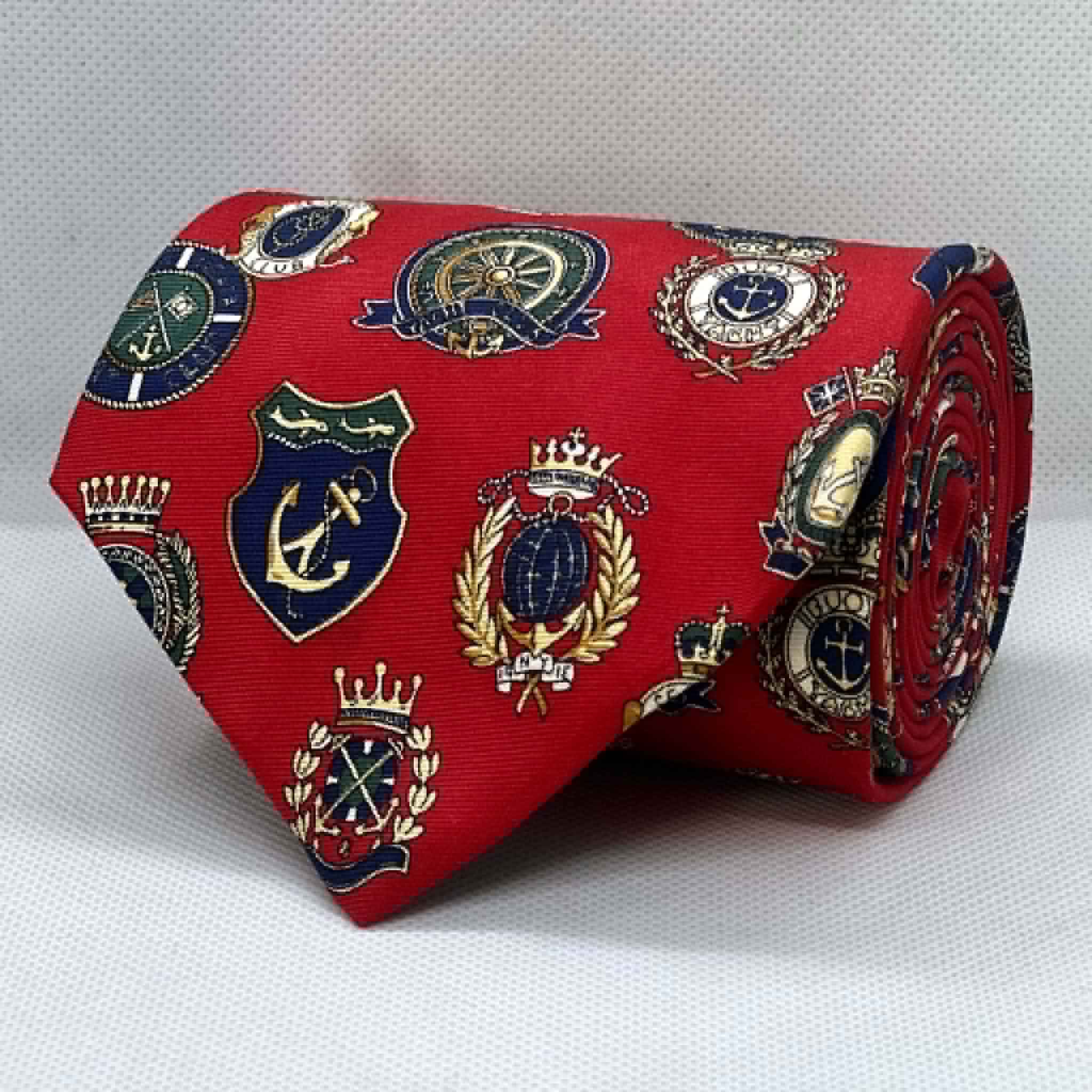 Crimson Admiral Crest Silk Broad Tie