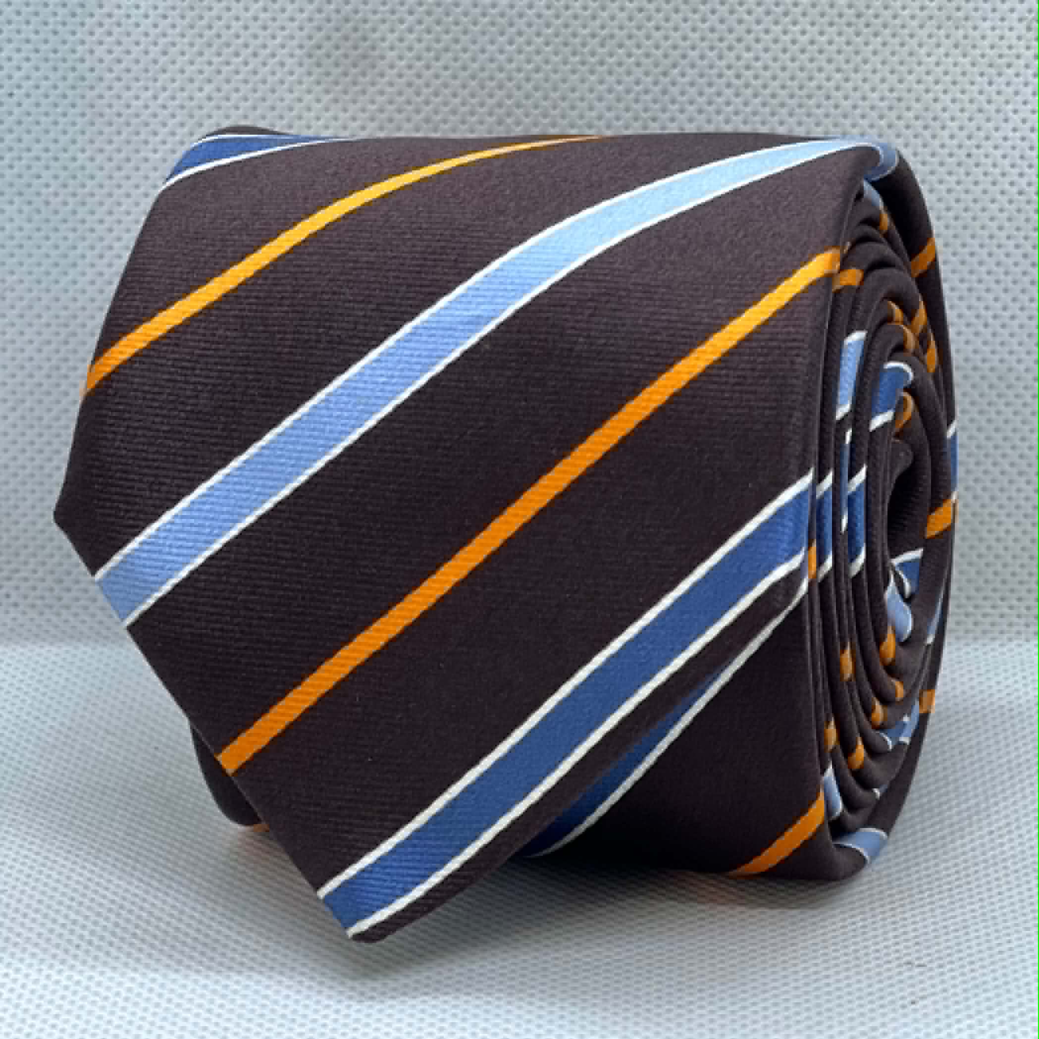 Midnight Mocha Orange and Blue Diagonal Stripe Tie
