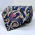Vintage Navy Ornamental Silk Broad Tie