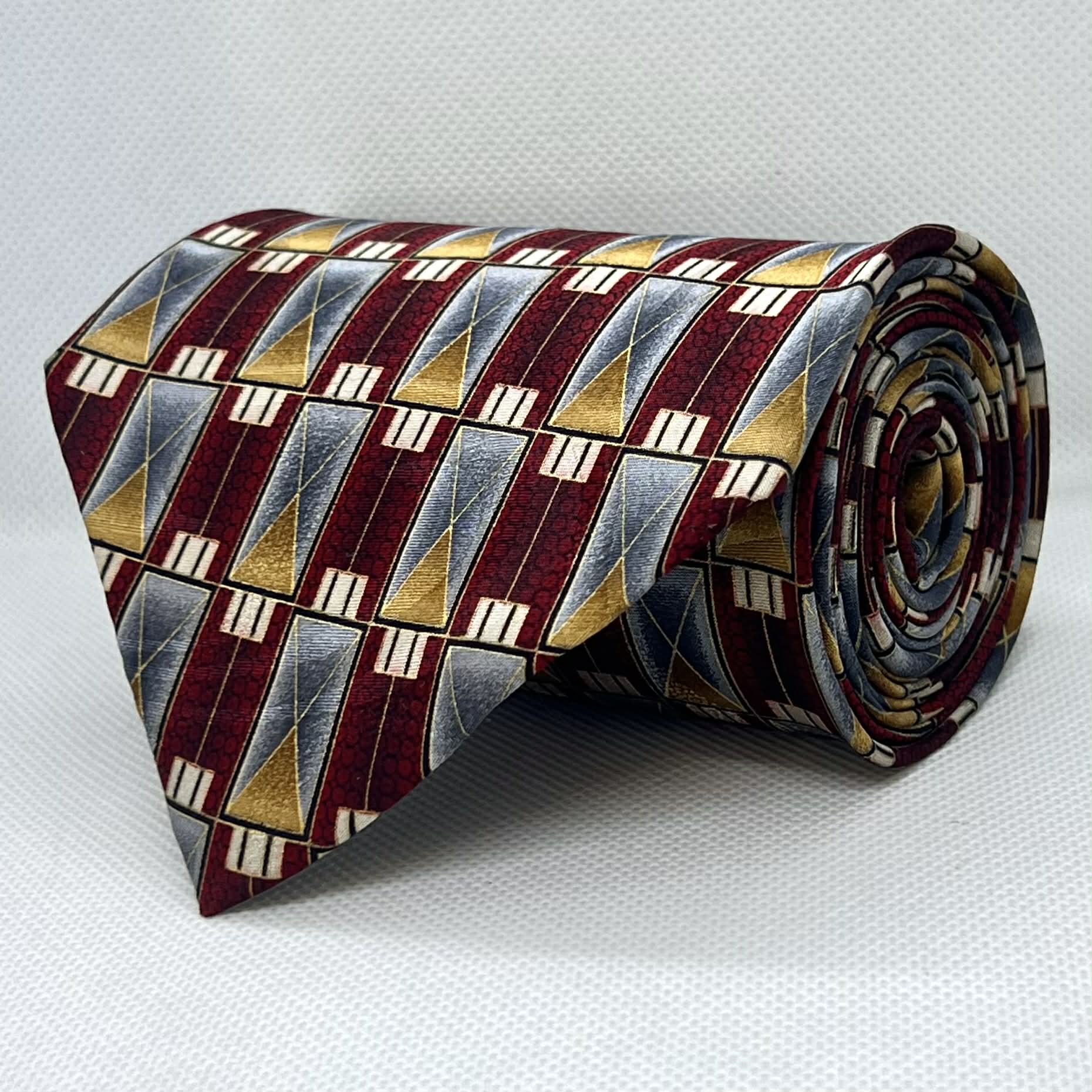Wine Red Modern Art Silk Broad Tie