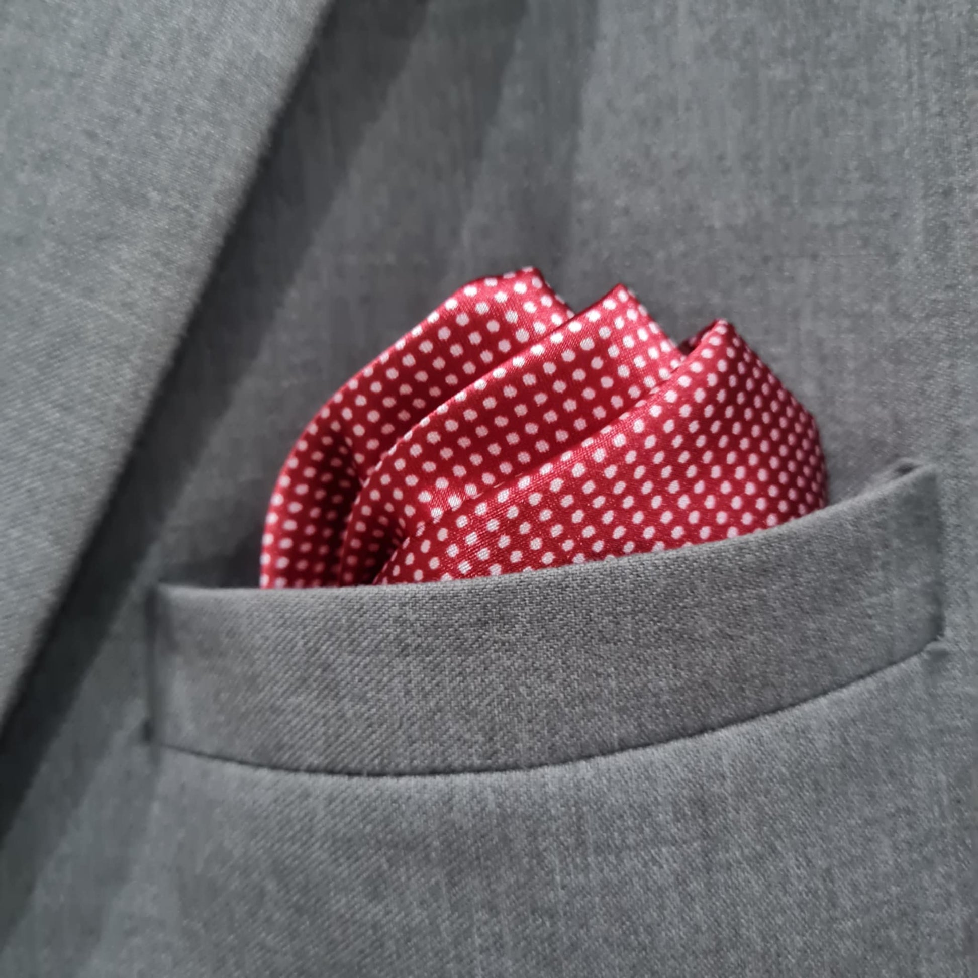 13 by 13 inches Red White Polka Dot Pocket Square
