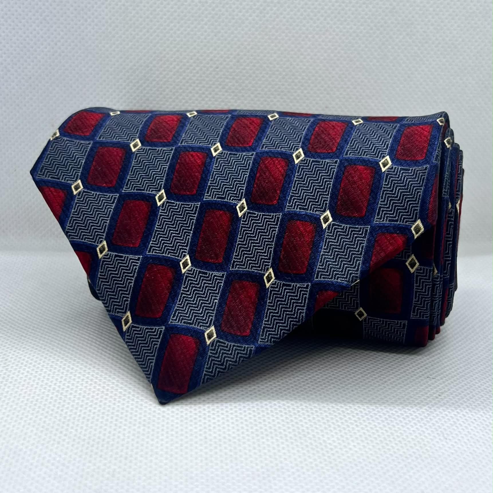Grey and Maroon Broad Silk Tie