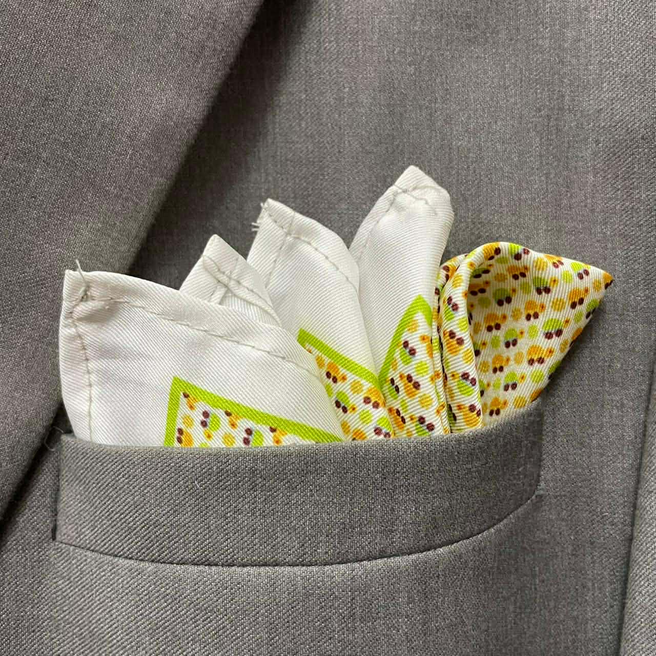 14 by 14 inches White “Confetti Dot” Pocket Square