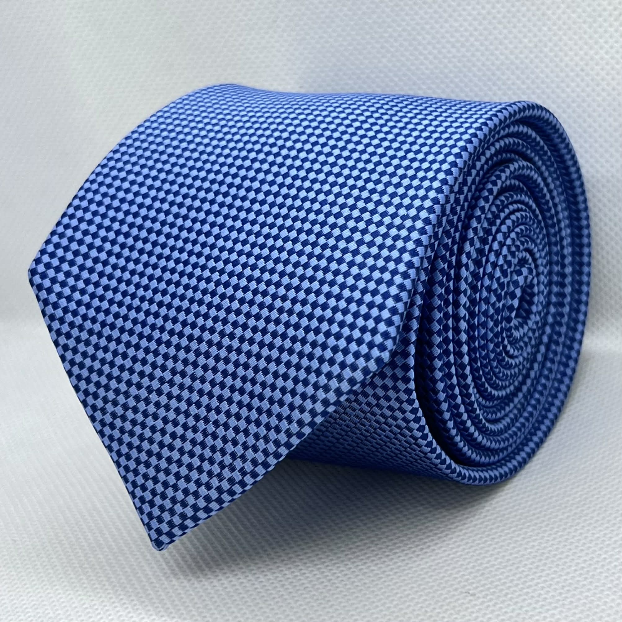 Light Blue Micro Check Microfiber Tie