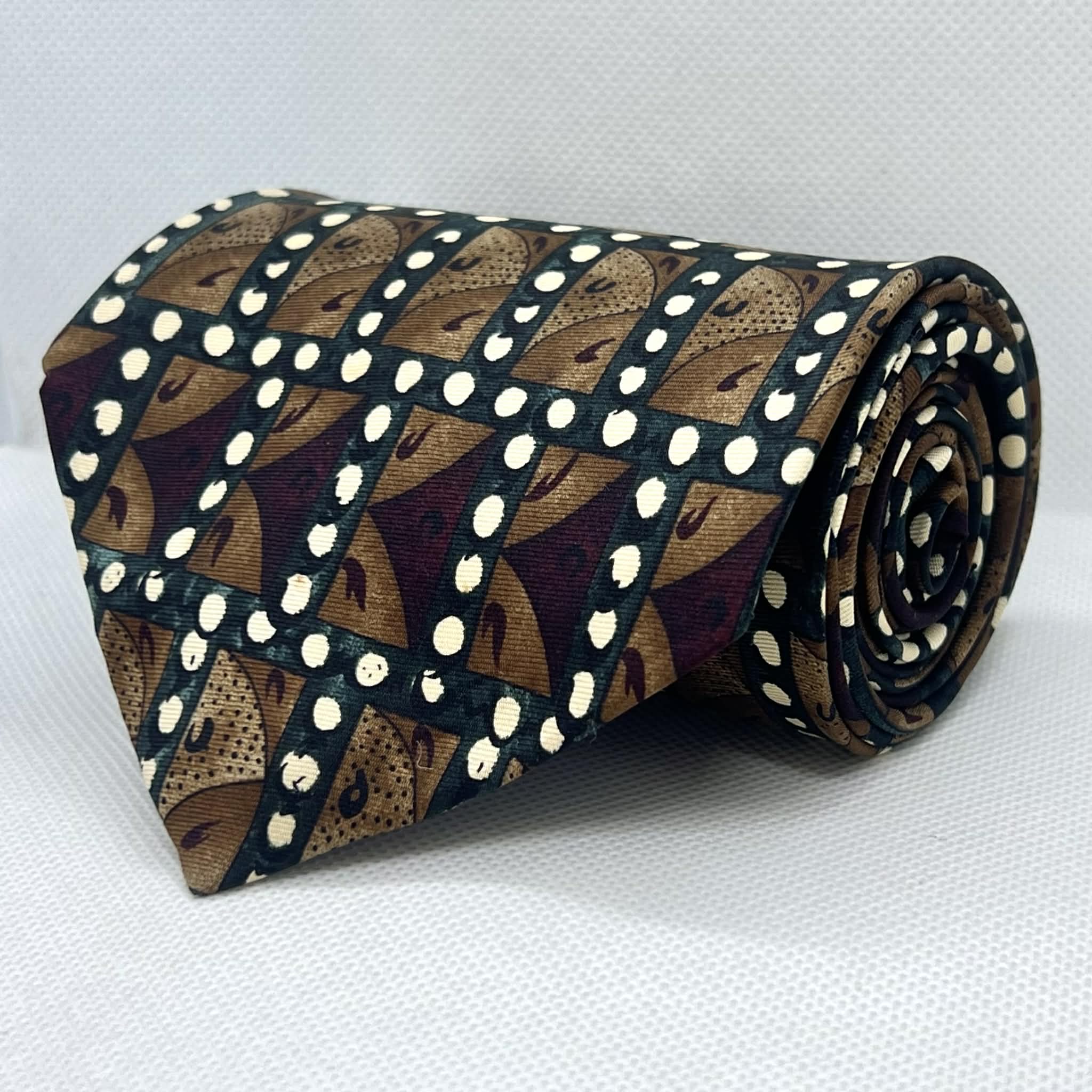 Forest Bronze Heritage Pattern Silk Broad Tie