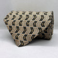 Beige Geometric Broad Silk Tie