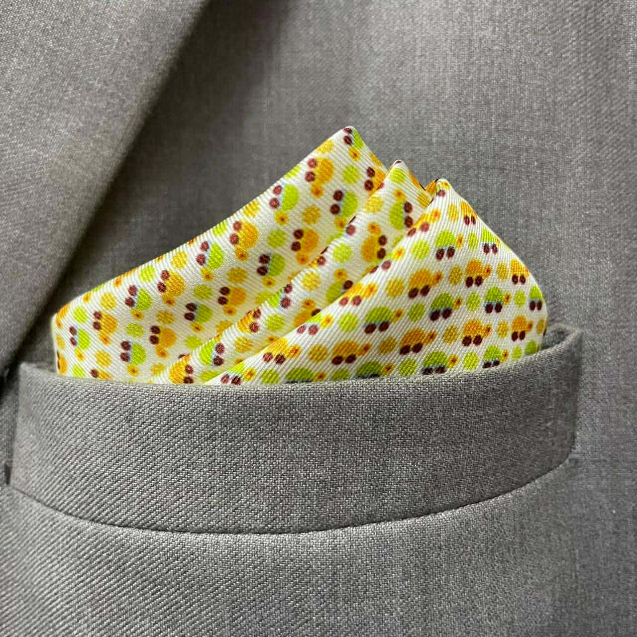 14 by 14 inches White “Confetti Dot” Pocket Square