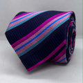 Midnight Pink & Blue Signature Stripe Silk Tie