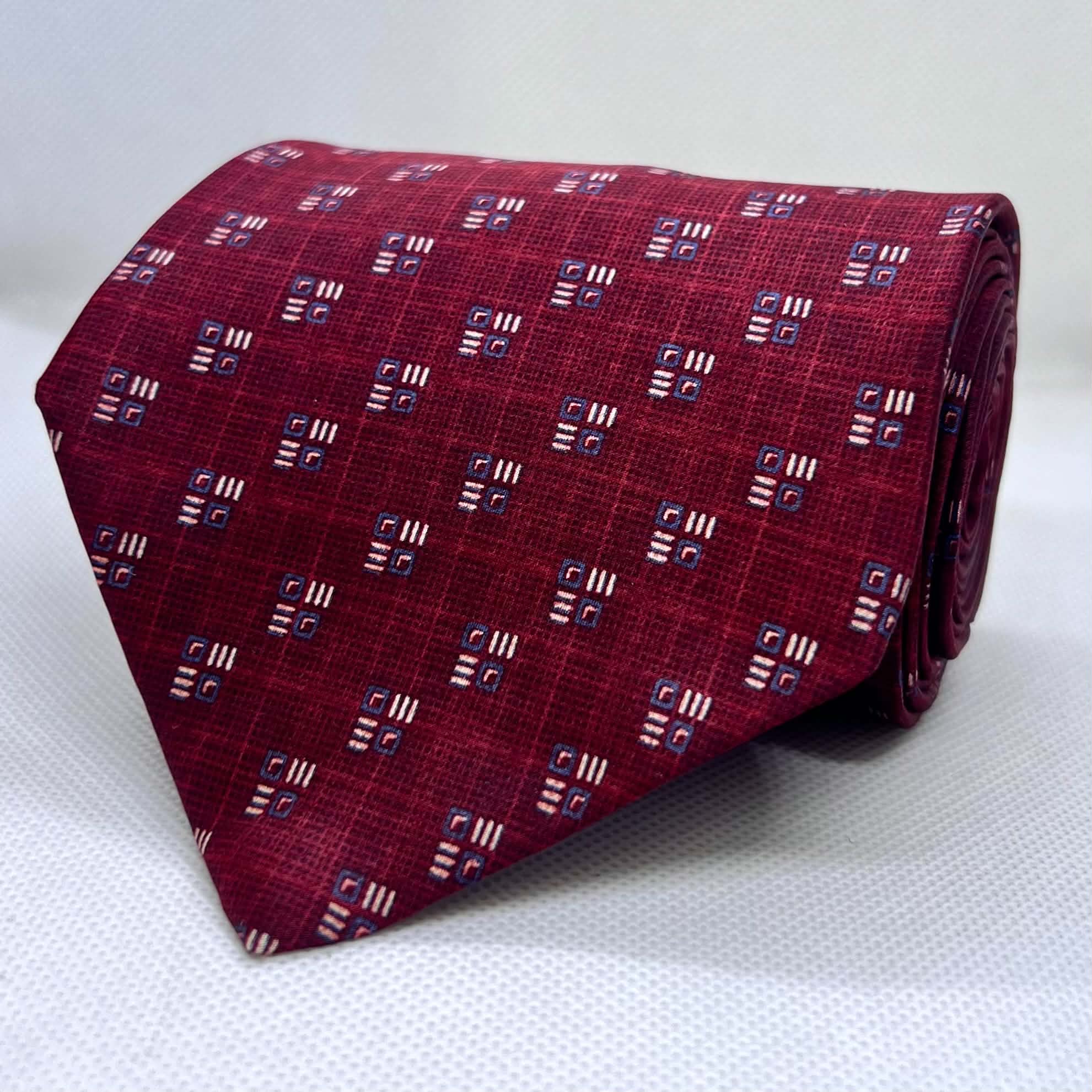 Burgundy Micro Motif Broad Silk Tie