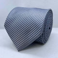 Grey Striped Polyester Tie