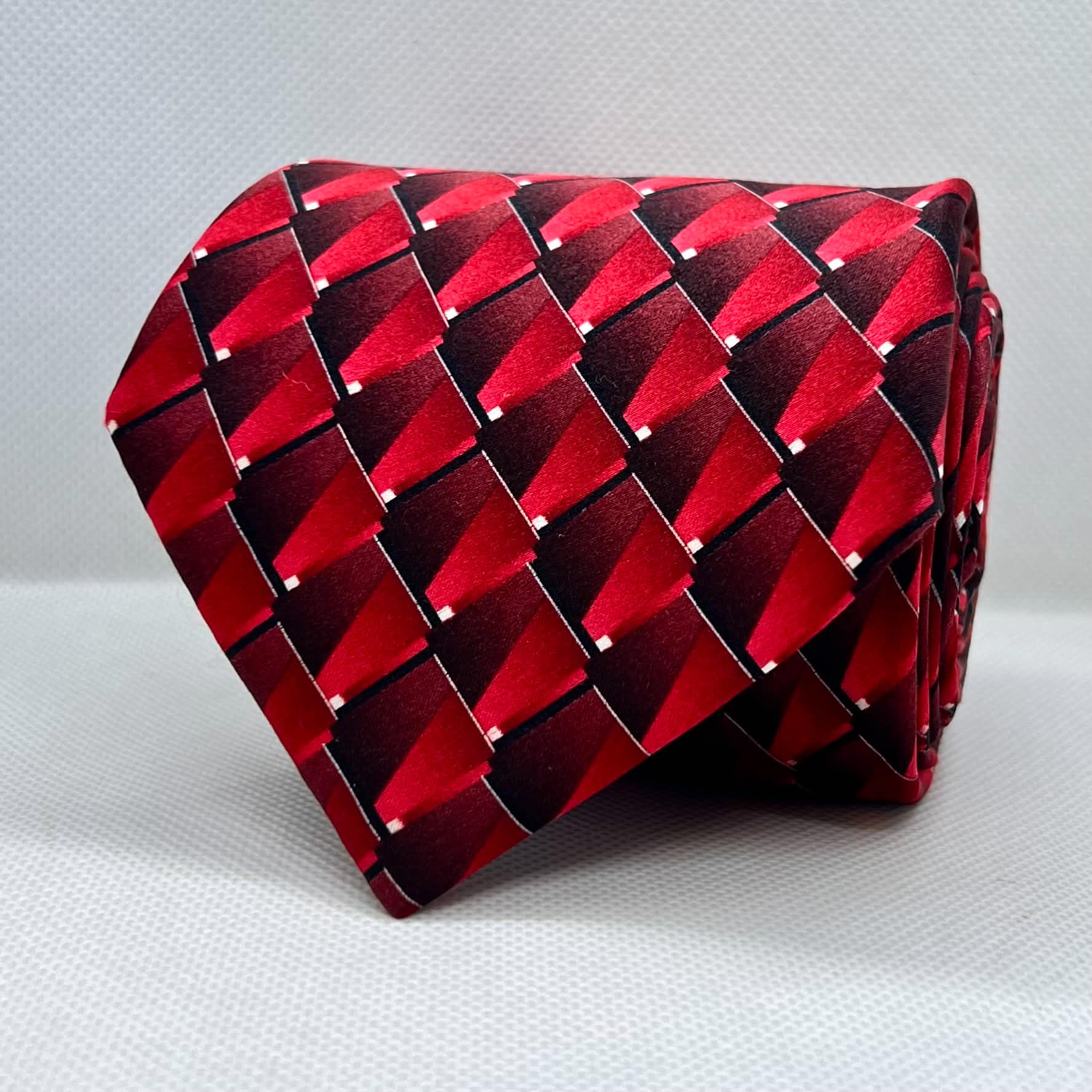 Red Black Daimond Broad Silk Tie