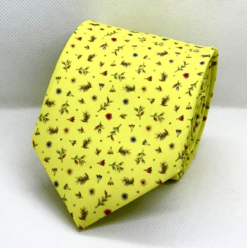 Lemon Yellow Micro-Florals Tie