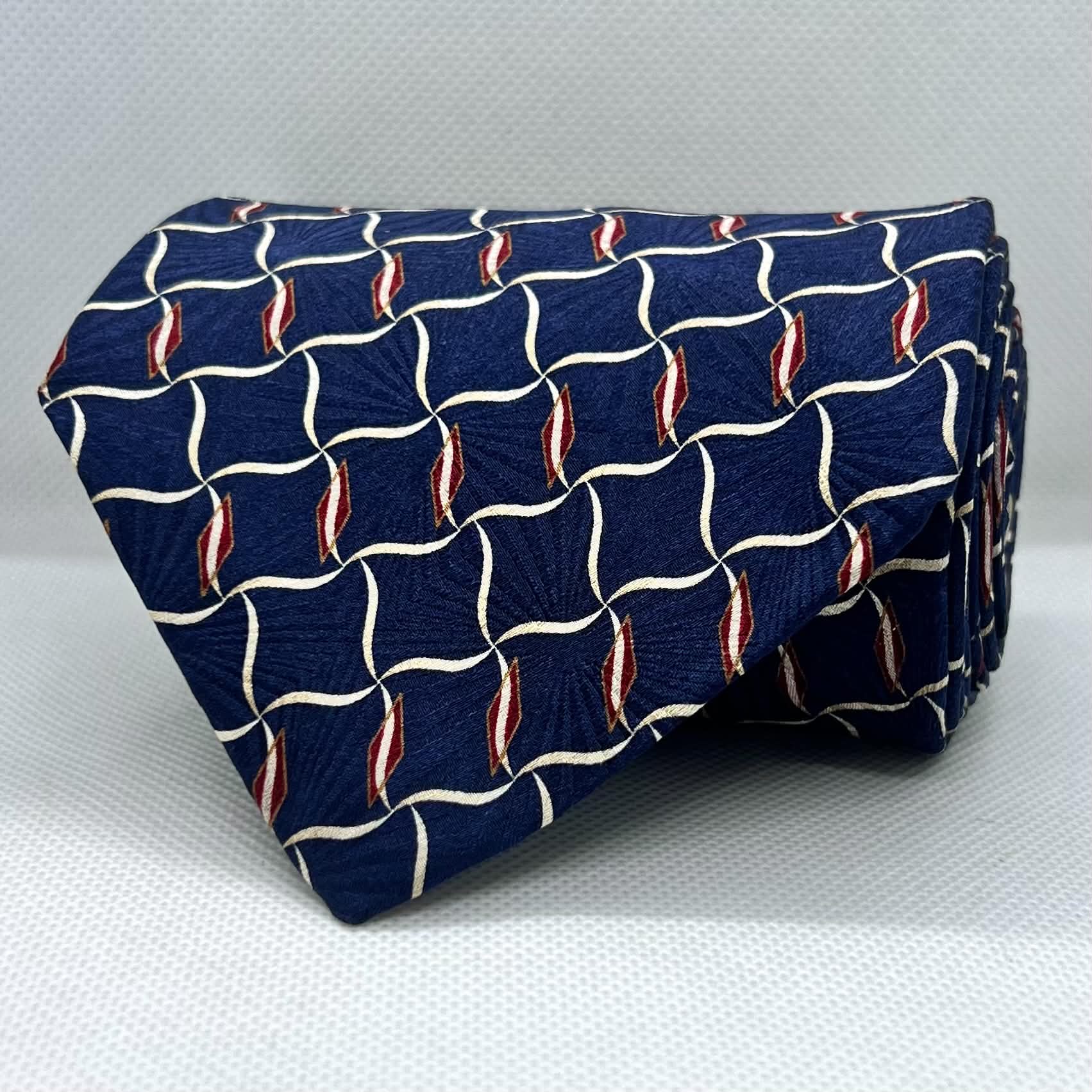 Blue Base Geometric Broad Silk Tie
