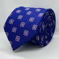 Royal Blue Small Floral Pattern Microfiber Tie