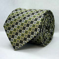 Olive Green and Black Geometric Square Polyester