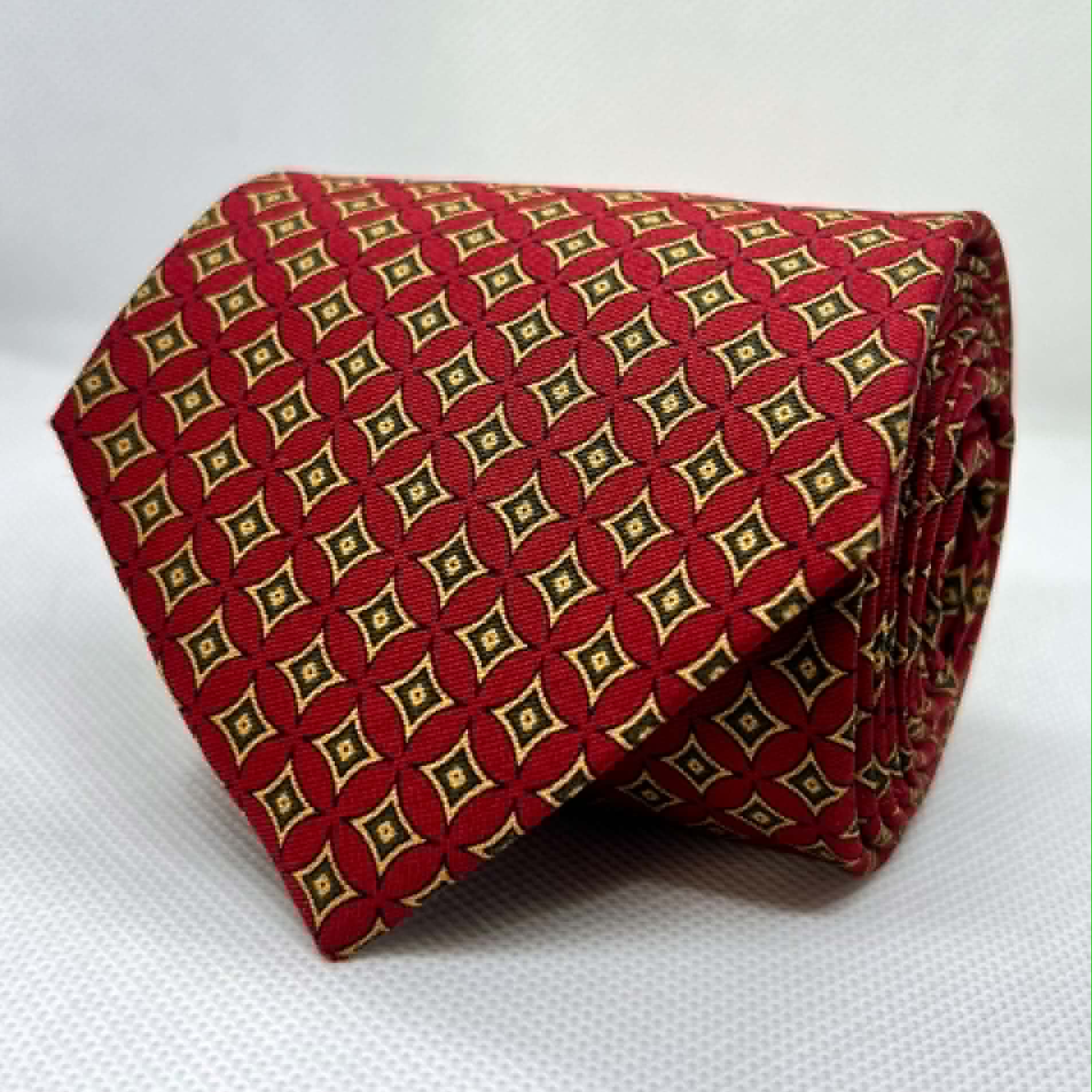 Ruby Gold Geometric Silk Tie