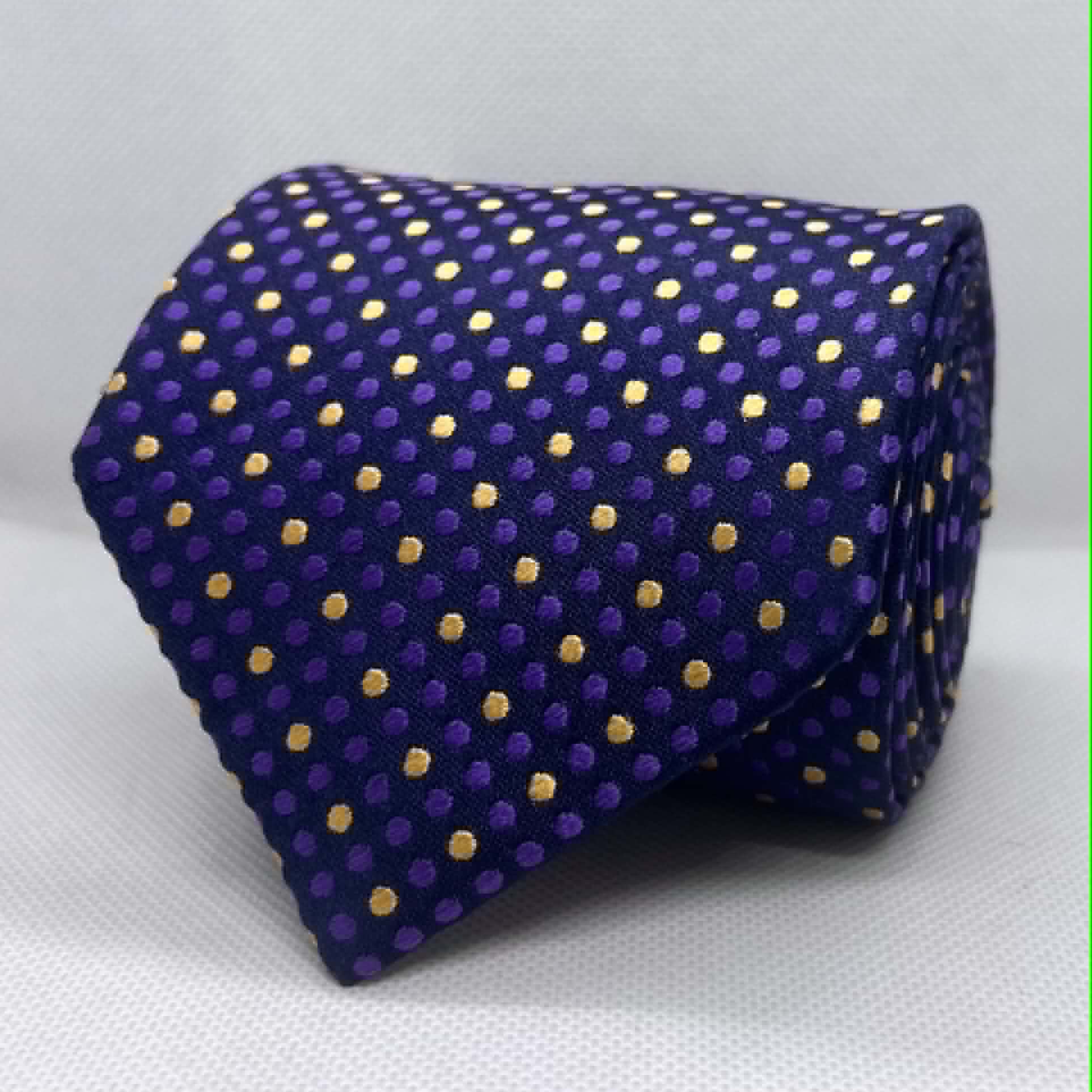 Midnight Gold Polka Dot Silk Broad Tie