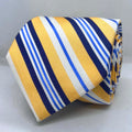 Royal Gold & Blue Executive Stripe Silk Necktie
