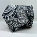 Black Base Silver Paisley Polyester Broad Tie